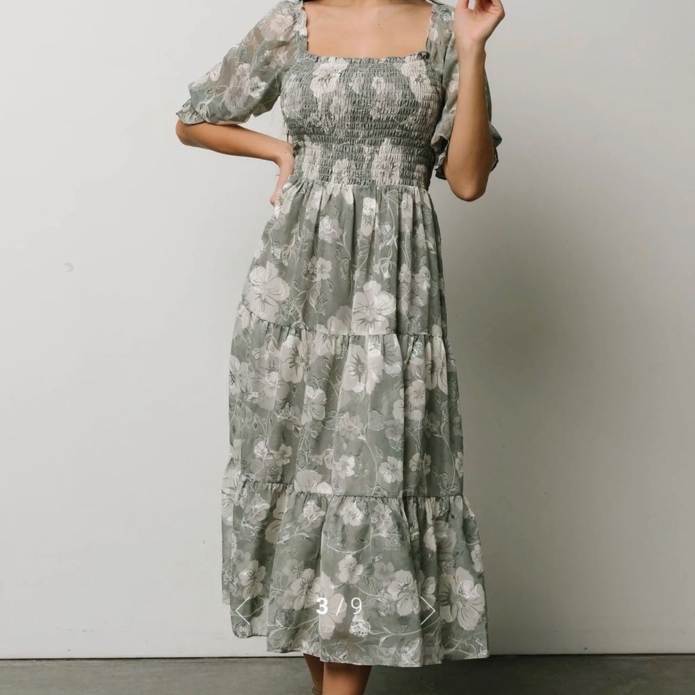 Baltic Born Fabian Jacquard Midi Dress Sage Green